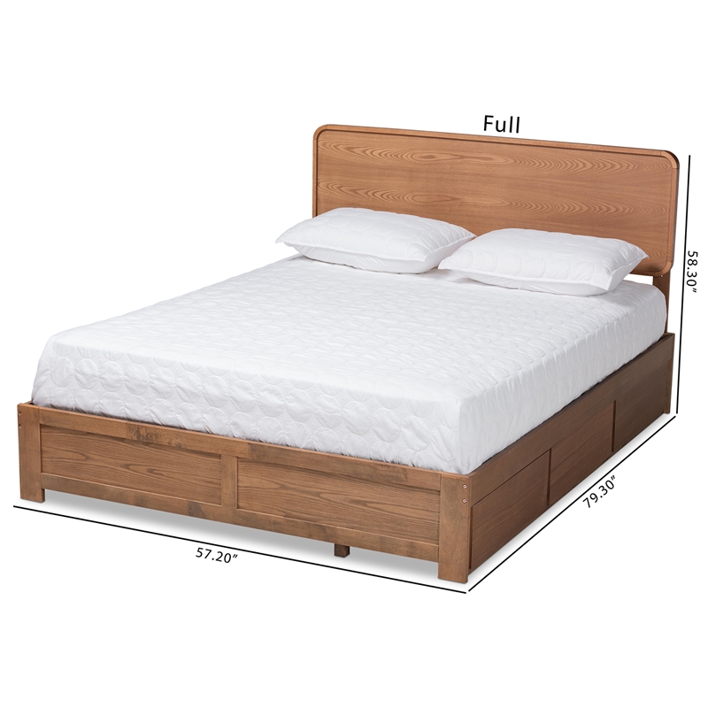 Pemberly Row Full 3-Drawer Wood Bed in Ash Walnut Finish
