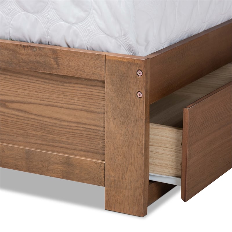 Pemberly Row Full 3-Drawer Wood Bed in Ash Walnut Finish