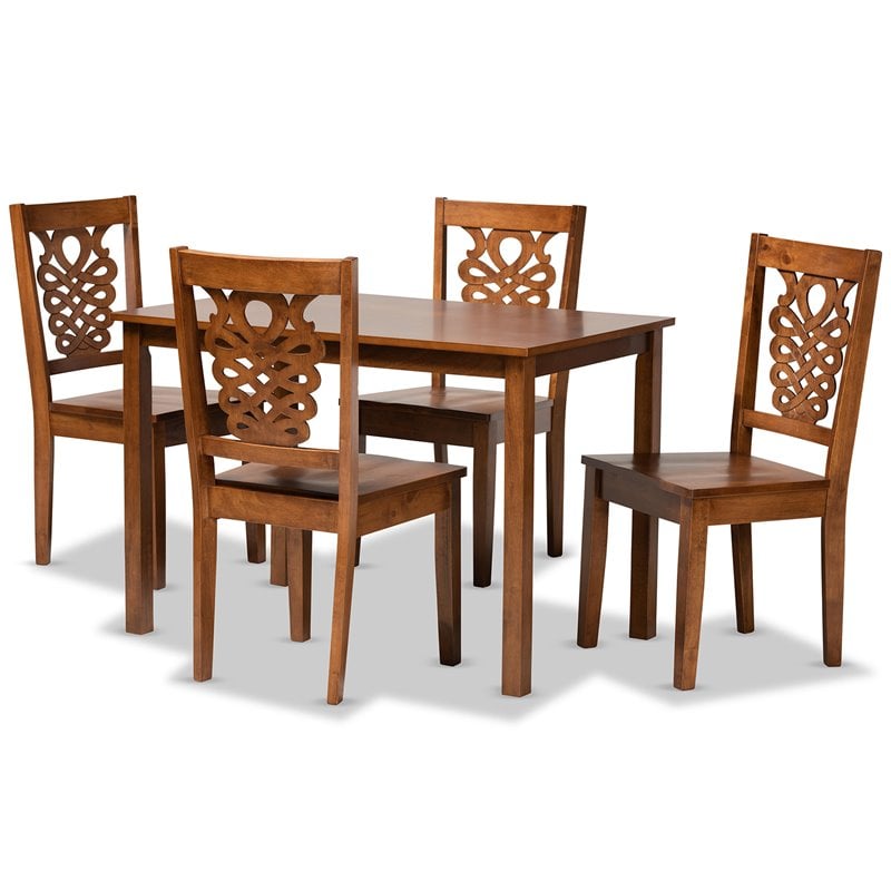 Pemberly Row Walnut Brown Finished Wood 5-Piece Dining Set