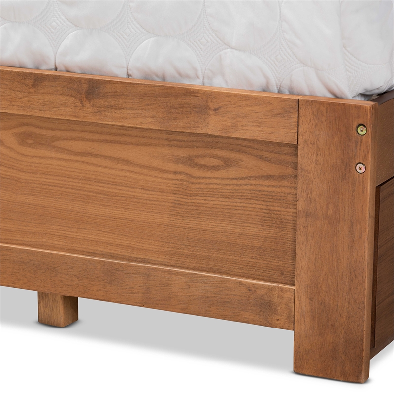 Pemberly Row King Storage Bed with 3-Drawer Platform Design in Walnut Finish