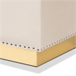 Pemberly Row Beige Velvet Ottoman with Gold Base and Storage