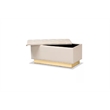 Pemberly Row Beige Velvet Ottoman with Gold Base and Storage
