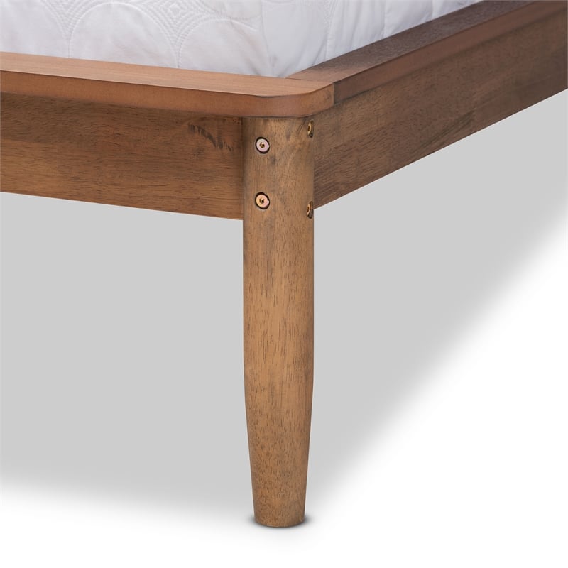 Pemberly Row King Size Platform Bed in Ash Walnut Brown Wood Finish