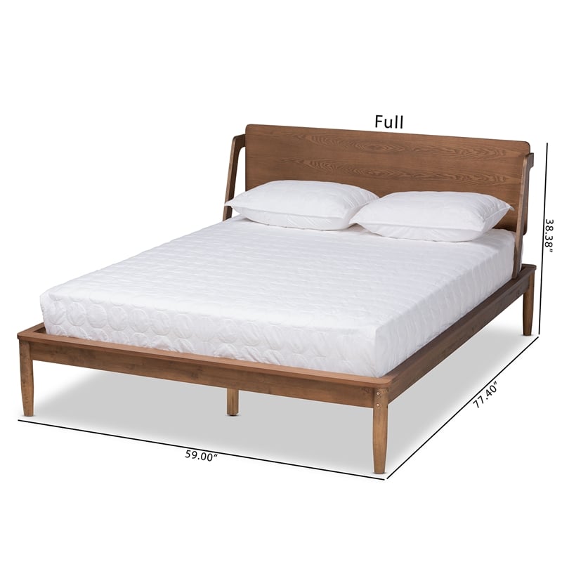 Pemberly Row King Size Platform Bed in Ash Walnut Brown Wood Finish