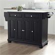 Pemberly Row Black Wood Kitchen Island with Granite Top and Storage