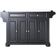 Pemberly Row Black Wood Kitchen Island with Granite Top and Storage