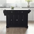 Pemberly Row Black Wood Kitchen Island with Granite Top and Storage