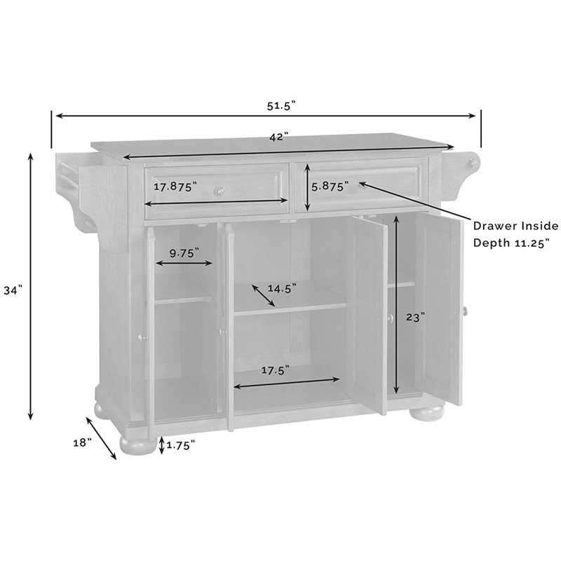 Pemberly Row Black Wood Kitchen Island with Granite Top and Storage