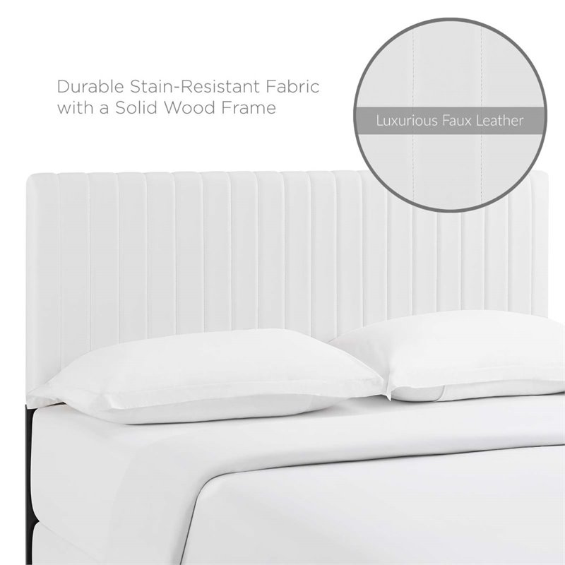 Pemberly Row Faux Leather King/California King Headboard in White