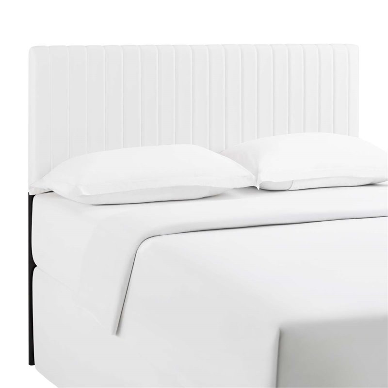 Pemberly Row Faux Leather King/California King Headboard in White