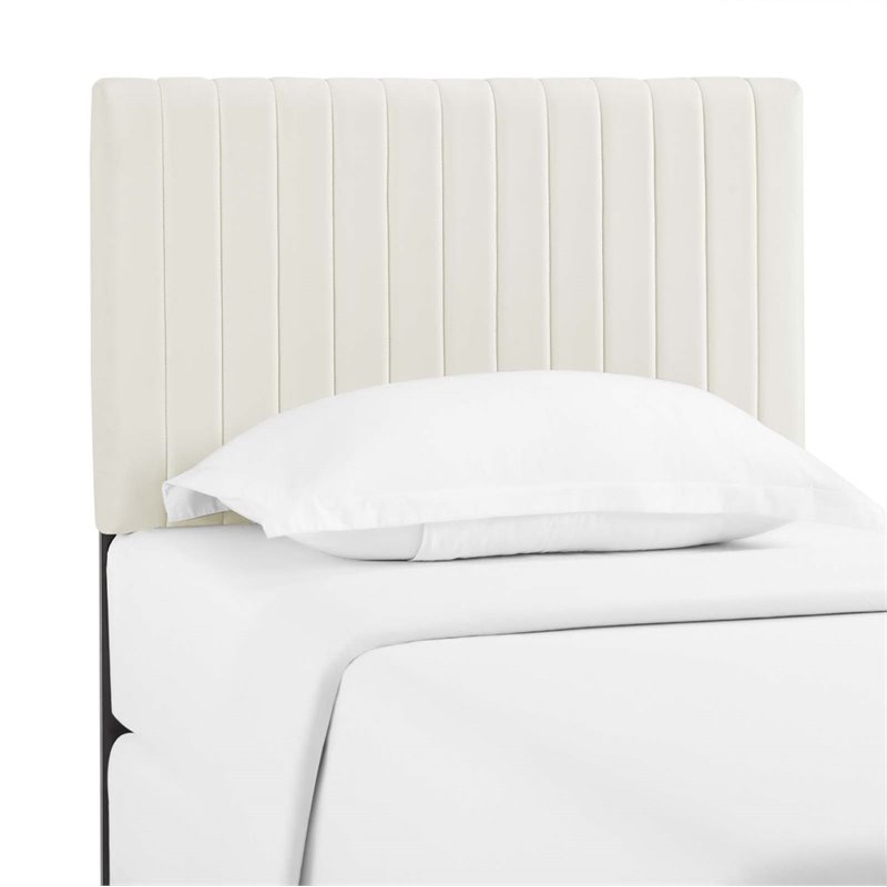 Pemberly Row Twin Headboard with Performance Velvet in Ivory