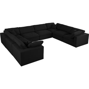 Pemberly Row Black Linen Modular Sectional with Cloud-Like Down Cushions