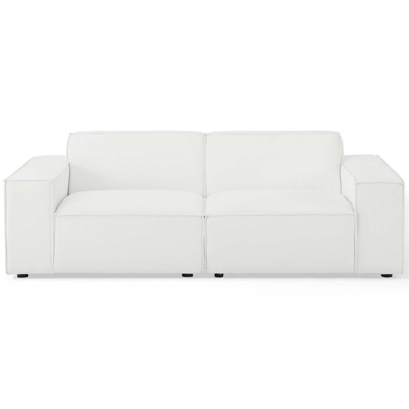 Pemberly Row 2-Piece White Fabric Upholstered Sectional Sofa