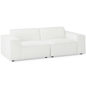 Pemberly Row 2-Piece White Fabric Upholstered Sectional Sofa