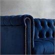 Pemberly Row Velvet Chesterfield Accent Armchair in Midnight Blue