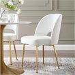 Pemberly Row Velvet and Stainless Steel Side Chair in White