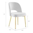 Pemberly Row Velvet and Stainless Steel Side Chair in White