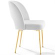 Pemberly Row Velvet and Stainless Steel Side Chair in White