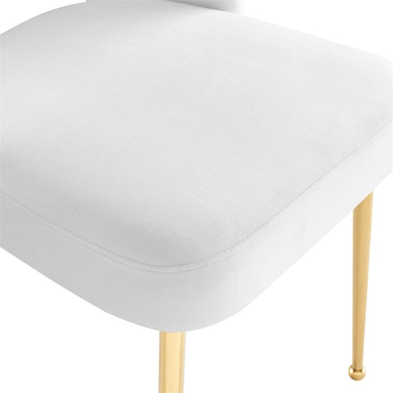 Pemberly Row Velvet and Stainless Steel Side Chair in White