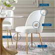 Pemberly Row Velvet and Stainless Steel Side Chair in White