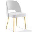 Pemberly Row Velvet and Stainless Steel Side Chair in White
