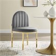 Pemberly Row Channel Tufted Velvet Dining Chair in Gold and Gray