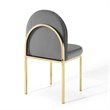 Pemberly Row Channel Tufted Velvet Dining Chair in Gold and Gray