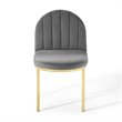 Pemberly Row Channel Tufted Velvet Dining Chair in Gold and Gray