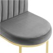 Pemberly Row Channel Tufted Velvet Dining Chair in Gold and Gray