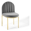 Pemberly Row Channel Tufted Velvet Dining Chair in Gold and Gray