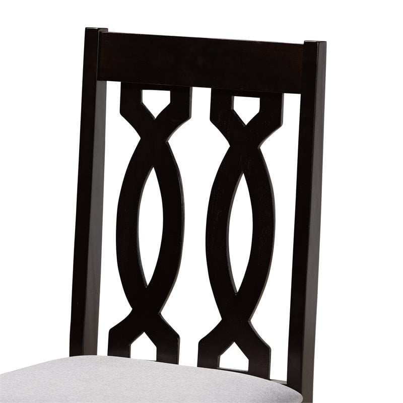 Pemberly Row Wood 5-Piece Dining Set in Gray Fabric and Dark Brown Finish