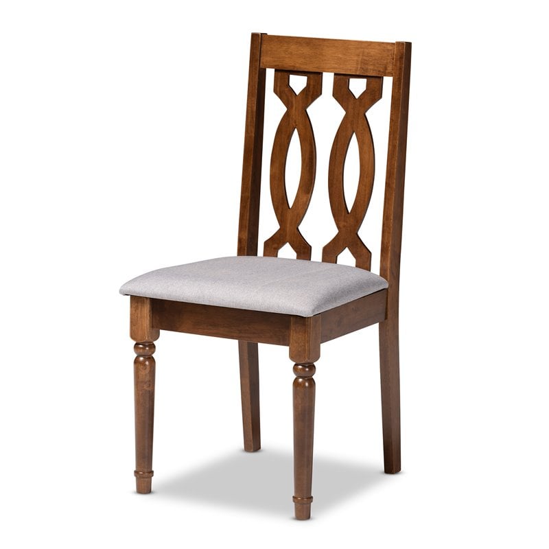 Pemberly Row Grey Fabric and Walnut Brown Wood 5-Piece Modern Dining Set