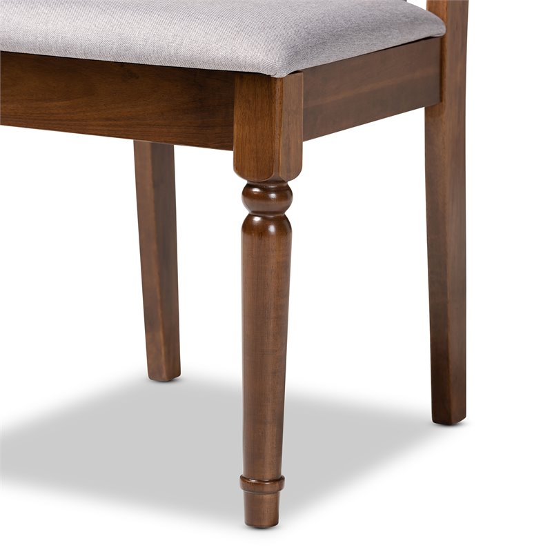 Pemberly Row Grey Fabric and Walnut Brown Wood 5-Piece Modern Dining Set