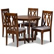 Pemberly Row Grey Fabric and Walnut Brown Wood 5-Piece Modern Dining Set