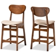 Pemberly Row 2-Piece Counter Stool Set in Sand Walnut Brown Finished Wood
