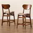 Pemberly Row 2-Piece Counter Stool Set in Sand Walnut Brown Finished Wood