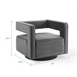Pemberly Row Modern Performance Velvet Swivel Armchair in Gray