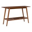 Pemberly Row Console Table with Slatted Bottom Shelf in Walnut Wood
