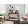 Pemberly Row Console Table with Slatted Bottom Shelf in Walnut Wood
