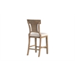 Pemberly Row Upholstered Counter Stool with Rattan Back in Grey Wash