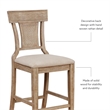 Pemberly Row Upholstered Counter Stool with Rattan Back in Grey Wash