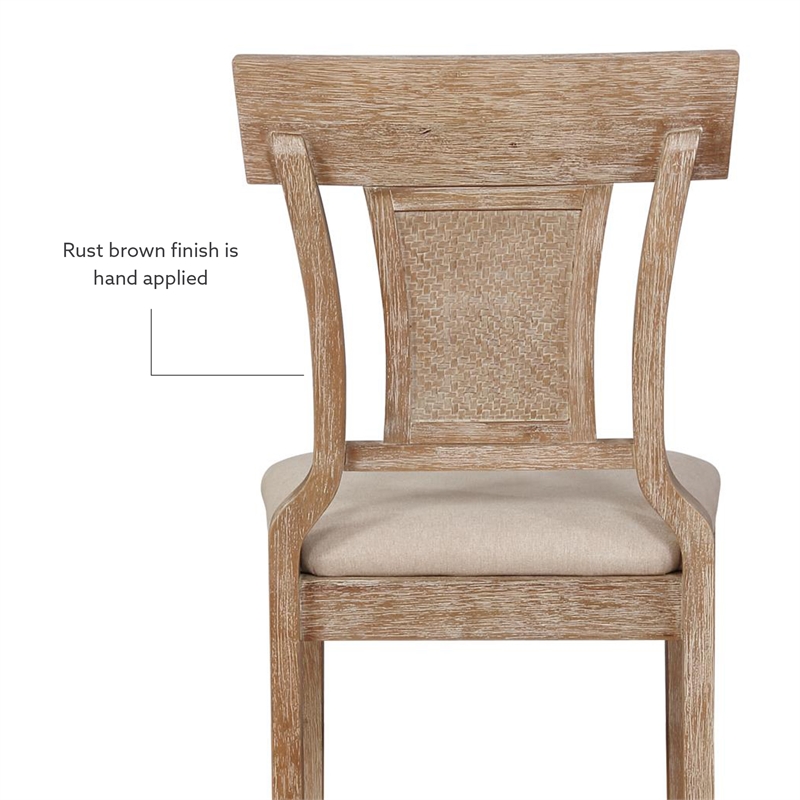 Pemberly Row Upholstered Counter Stool with Rattan Back in Grey Wash
