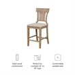 Pemberly Row Upholstered Counter Stool with Rattan Back in Grey Wash
