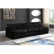 Pemberly Row Modular 3-Piece Armless Sofa in Black Velvet Upholstery