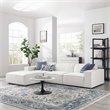 Pemberly Row 4-Piece Modern White Polyester Fabric Sectional Sofa