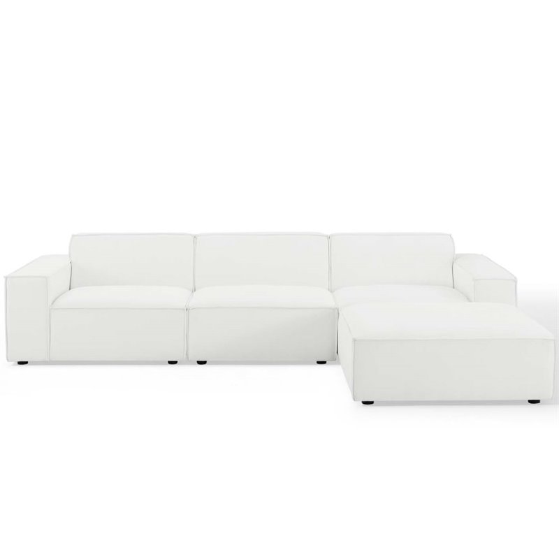 Pemberly Row 4-Piece Modern White Polyester Fabric Sectional Sofa