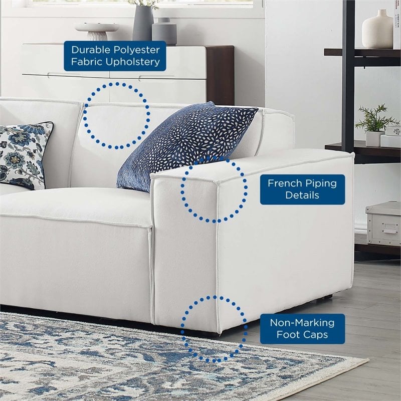 Pemberly Row 4-Piece Modern White Polyester Fabric Sectional Sofa