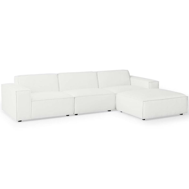 Pemberly Row 4-Piece Modern White Polyester Fabric Sectional Sofa