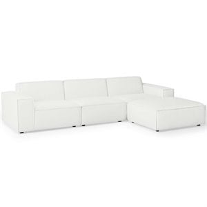 Pemberly Row 4-Piece Modern White Polyester Fabric Sectional Sofa