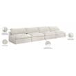 Pemberly Row Cream Velvet Modular 4-Piece Armless Sofa with Fiber Cushions